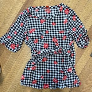 Plaid and floral top